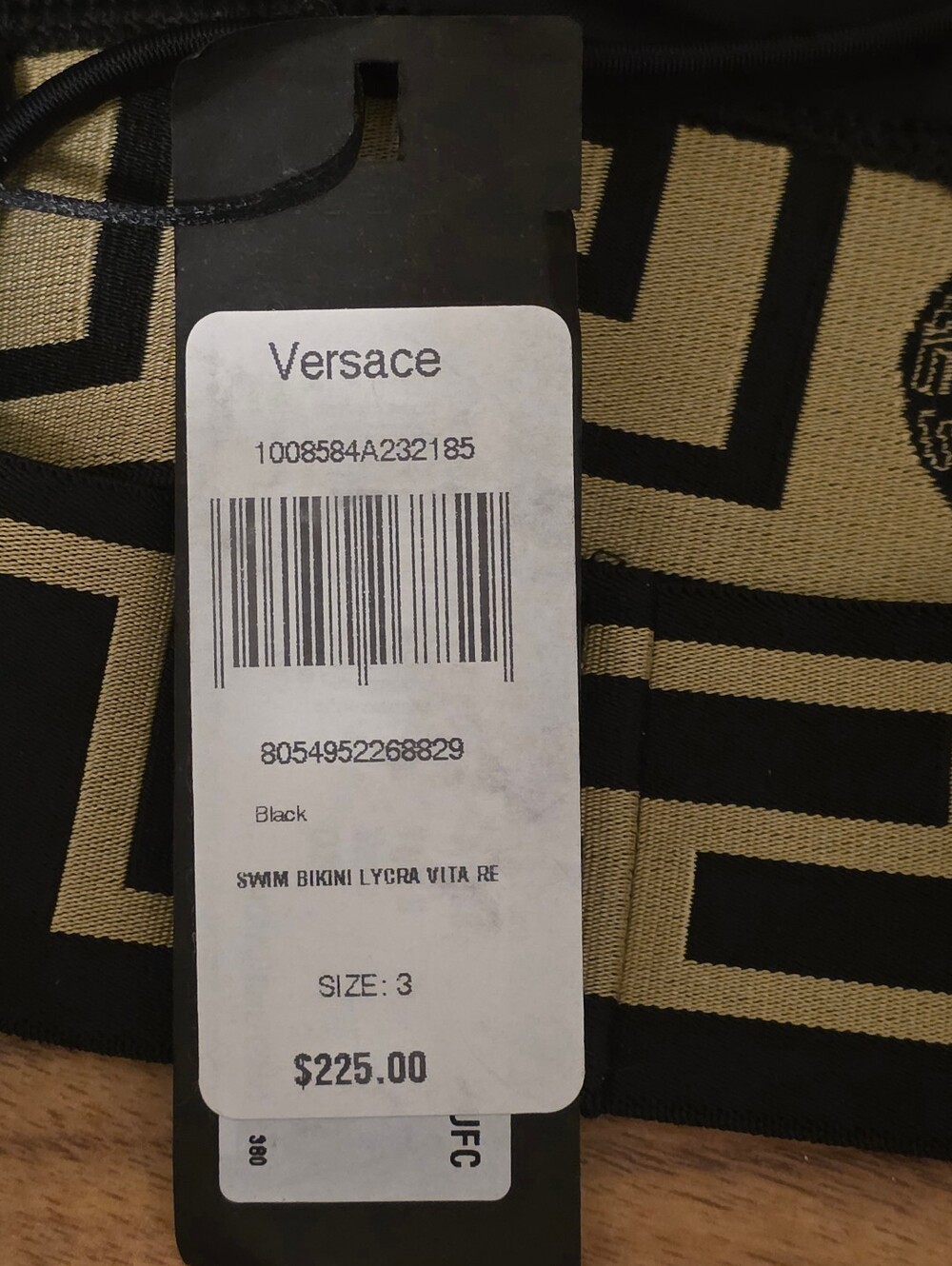 VERSACE NWT Greca Medusa Border Triangle Swim Black Gold  Size 3 - Picture 10 of 14